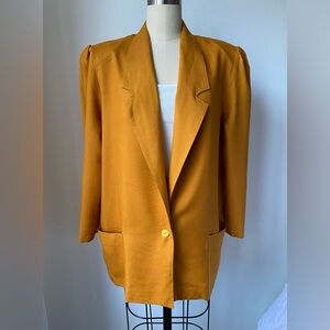 Retro Vintage 90s Oversized Mustard Yellow Boyfriend Blazer
